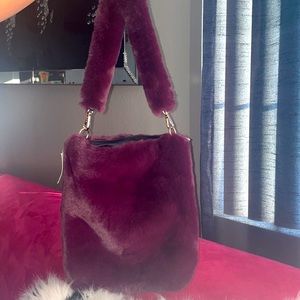 Purple fur purse